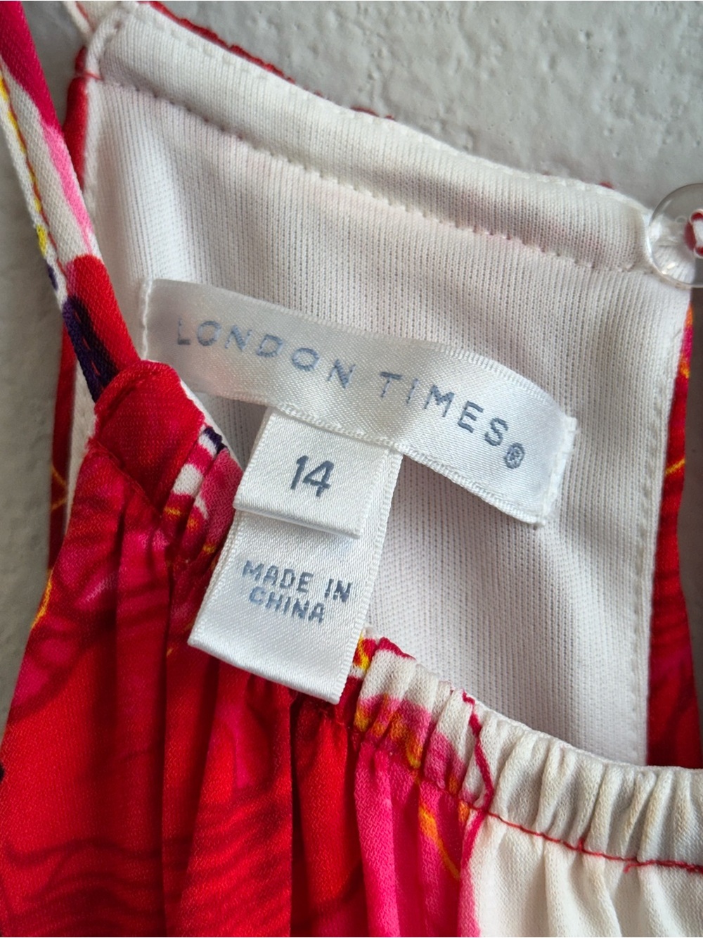 London Times Red and White Floral Midi Halter Dress - Picture 3 of 4